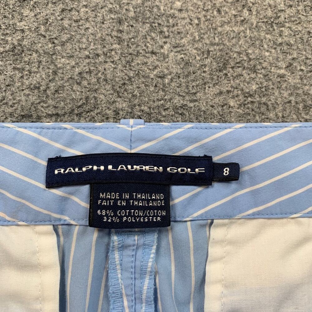 Ralph Lauren Golf Shorts Womens 8 Blue White Cotton Blend Striped Bermuda ZipFly - Picture 5 of 9